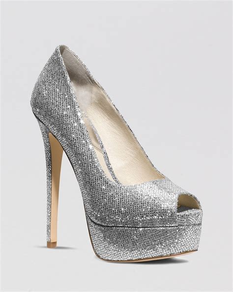 michael kors high heels silver|Michael Kors open toe pumps.